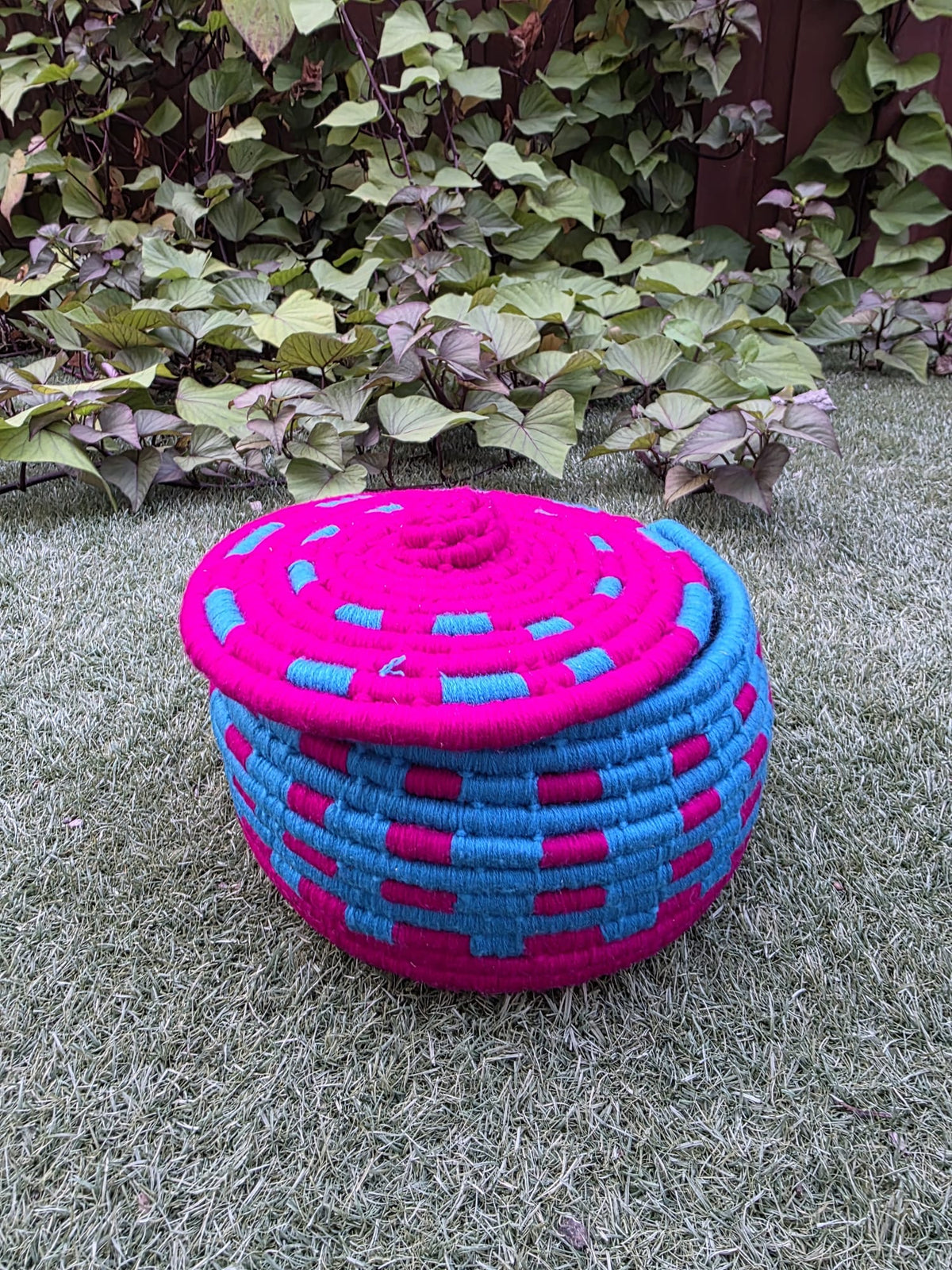 Traditional Handmade Punjabi Sheeku Round Bowl | Woven Decorative Basket