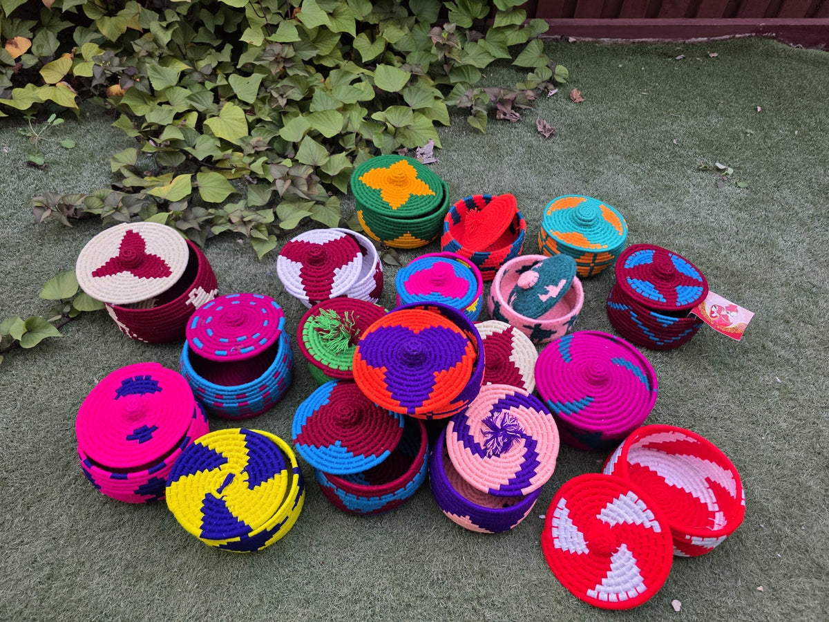 Traditional Handmade Punjabi Sheeku Round Bowl | Woven Decorative Basket