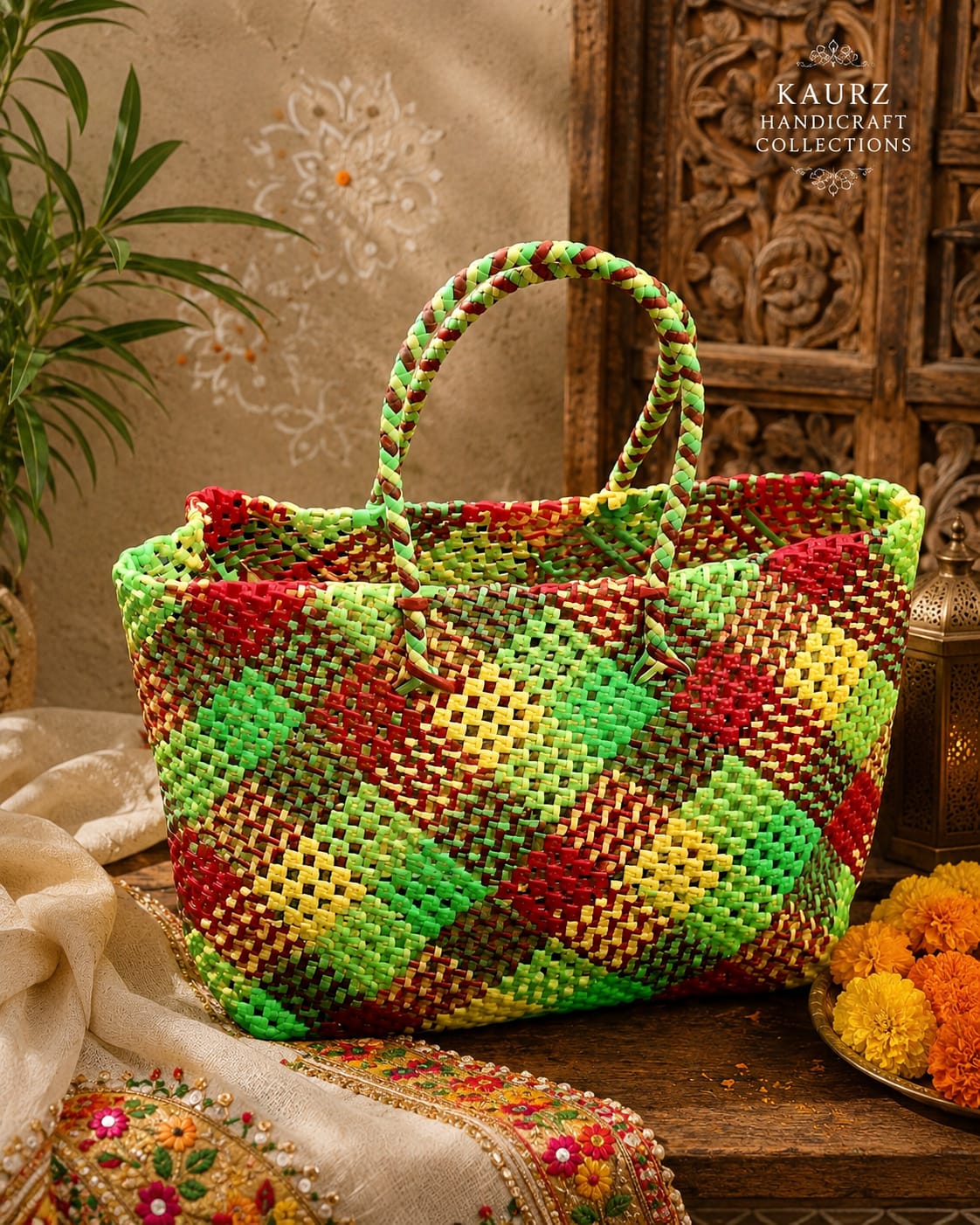 Handmade Multicoloured Bag/Basket