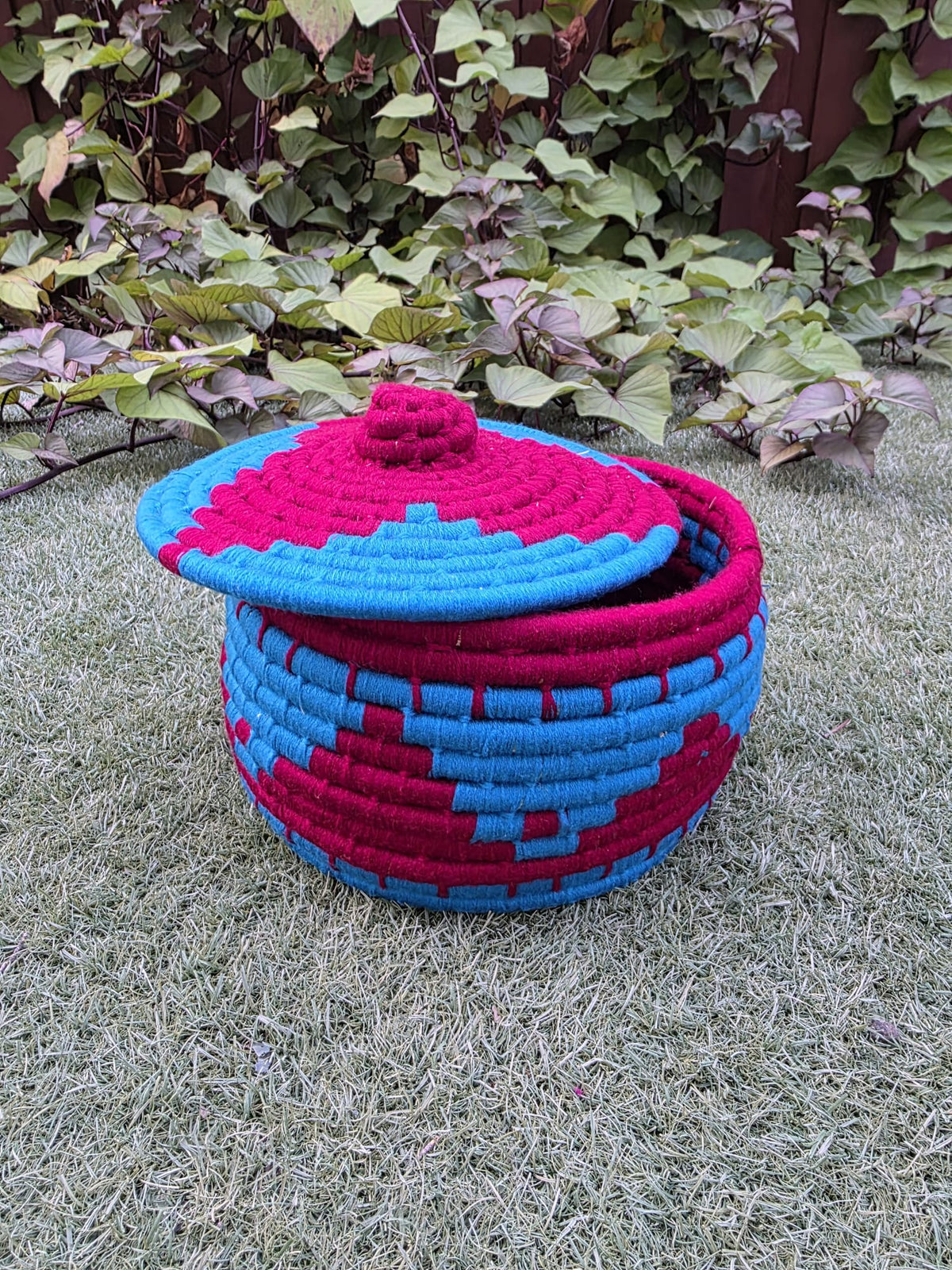 Traditional Handmade Punjabi Sheeku Round Bowl | Woven Decorative Basket
